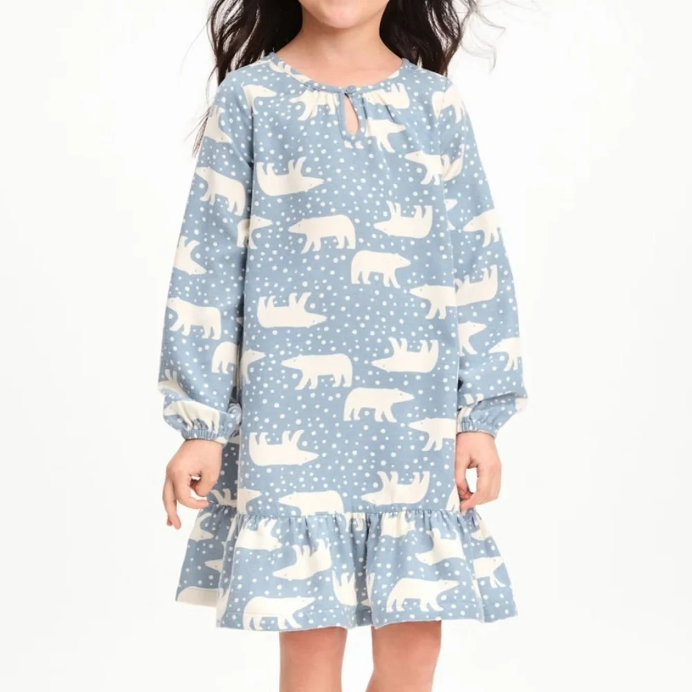 Hanna Andersson Blue Polar Bear Flannel Nightgown